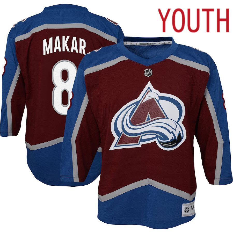 Youth Colorado Avalanche #8 Cale Makar Burgundy Home Replica Player NHL Jersey->youth nhl jersey->Youth Jersey